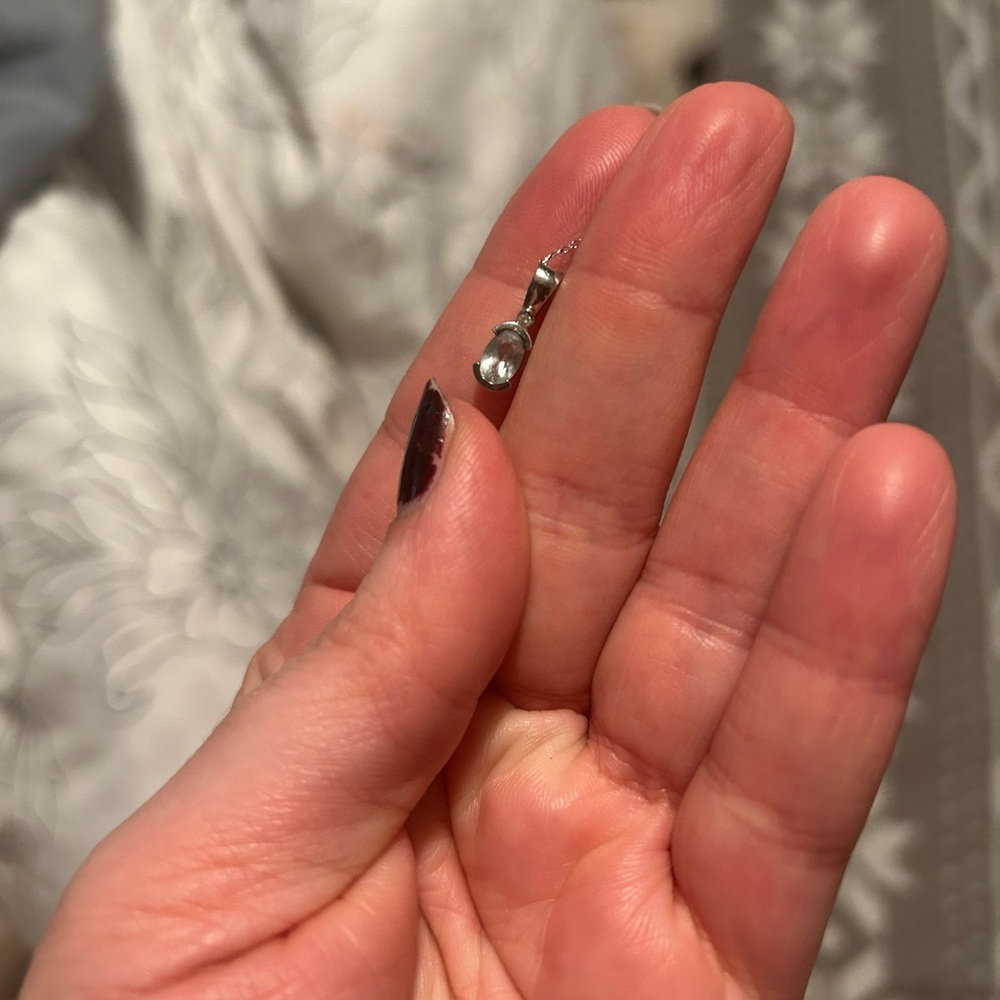 14k white gold aquamarine Pendant Necklace